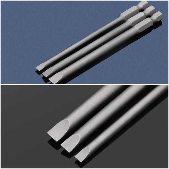 1PCS 50/75/100/150mm Electric Flat Head Slotted Screwdriver Bit SL2-SL6 Strong Magnetic Batch Head Hex Shank Impact Screw Driver