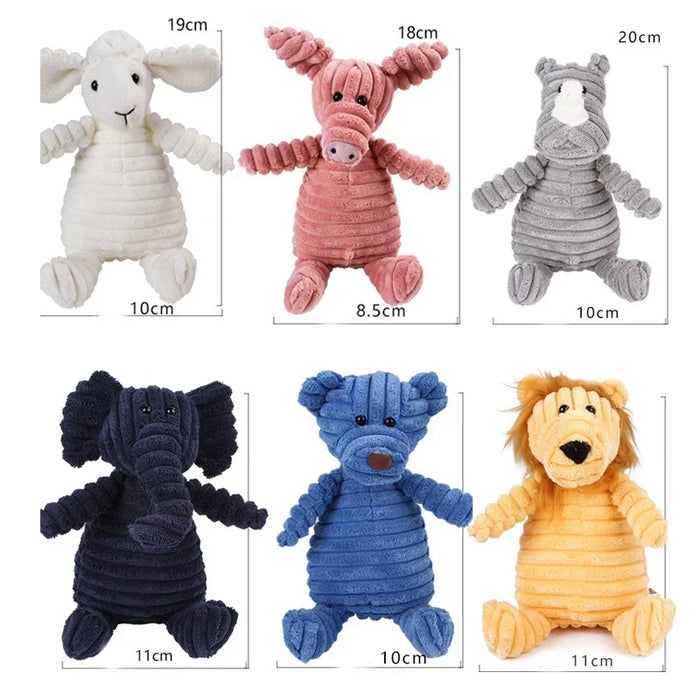 Squeaky Chew Bite - Resistant Animal Shape Plush Toy for Small Dogs, Pet Puppy Corduroy Dog Toys, Pets Accessories Supplies