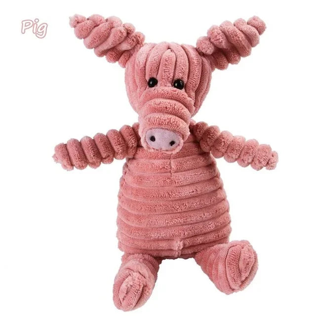 Squeaky Chew Bite - Resistant Animal Shape Plush Toy for Small Dogs, Pet Puppy Corduroy Dog Toys, Pets Accessories Supplies