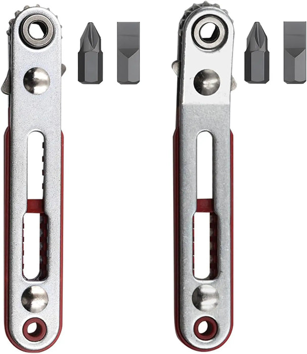 Mini Multi-function Two-way Ratchet Flat Head Elbow Flat Screwdriver Ratchet Wrench Cross-shaped Hexagonal Screwdriver Head Tool