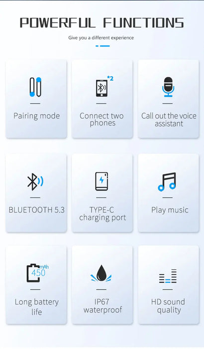 Motorcycle Earphones Helmet Headset Bluetooth 5.3 Headphones Wireless Motor Headset Bike Earphone Handsfree Stereo Earbud