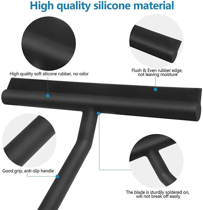 Shower Squeegee  for Glass Door Shower Wall Scraper Cleaner With Silicone Holder Bathroom Mirror Wiper Scraper Glass Cleaning