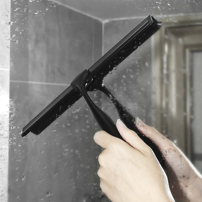 Squeegee 10'' 12'' 14'' INCH Black Rubber Silicone Shower Cleaner with hook Stainless Steel Scraper Bathroom Car Window Tools