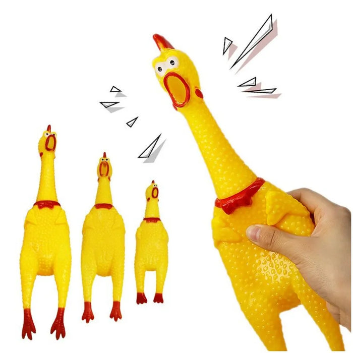 Squeaky Screaming Chicken Dog Toy 1pc Pet Squeaker Chew Toys Funny Molar Chew Rubber Toy in Sizes S M L for Small to Large Dogs