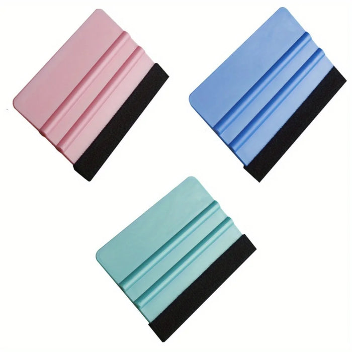 3pcs Ergonomic Felt Squeegees For Vinyl Crafting - Purple & Teal, Durable & Streak-Free Application Tools
