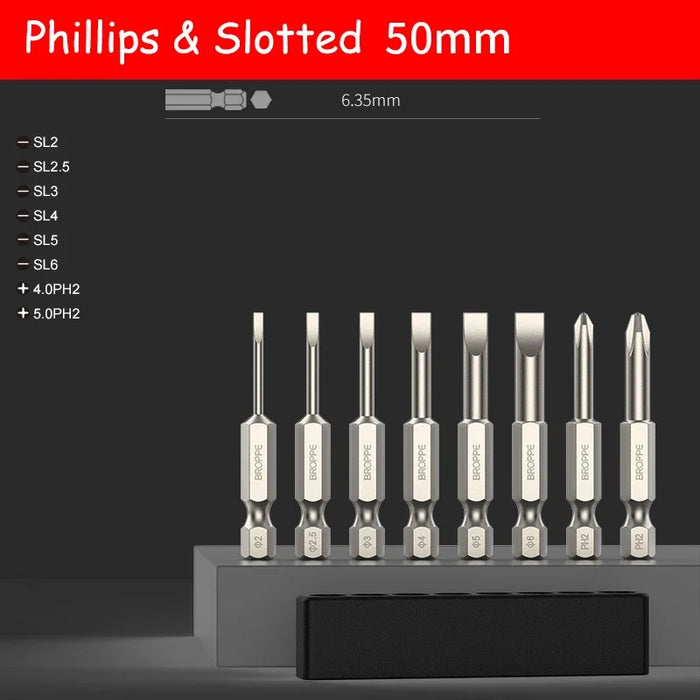 Slotted Screwdriver Bits 50mm/75mm/100/150mm Long Magnetic Tip Screwdriver Flat Head Bits S2 Steel 1/4 Inch Shank Hand Tool
