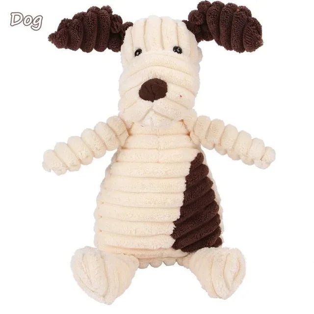 Squeaky Chew Bite - Resistant Animal Shape Plush Toy for Small Dogs, Pet Puppy Corduroy Dog Toys, Pets Accessories Supplies