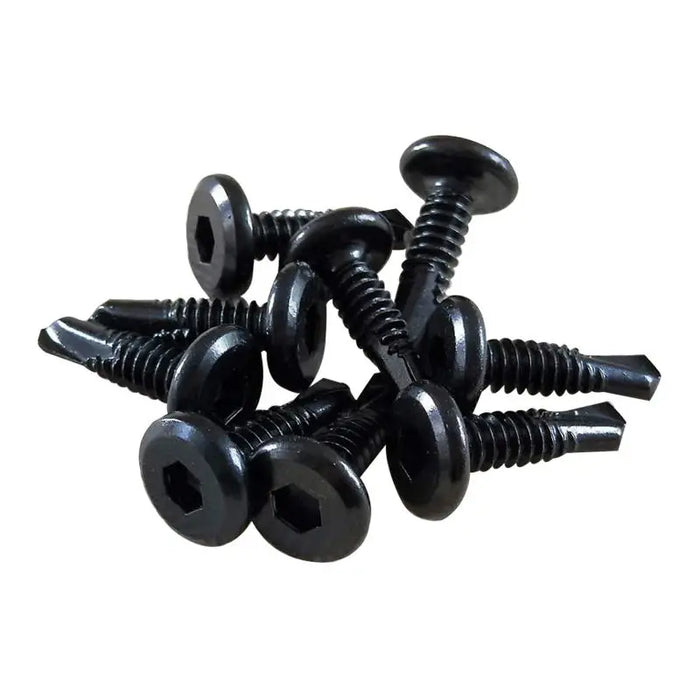 Flat Head Hex Socket Cap Self Drilling Screw Black Zinc 410 M5.5 M6.3 #12#14 Self Tapping Sheet Metal Screws 10/20pcs