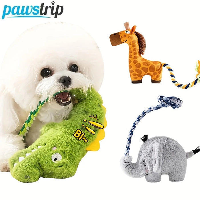 Plush Pet Dog Toy Animal-shaped Dog Squeak Toys Interactive Pet Rope Toy for Small Medium Dogs Dog Accessories