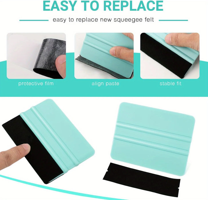 3pcs Ergonomic Felt Squeegees For Vinyl Crafting - Purple & Teal, Durable & Streak-Free Application Tools