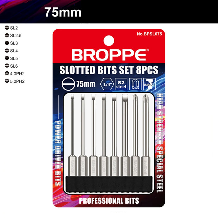 50/75/100/150mm long 2.0-6.0mm Flat Head Slotted Tip Screwdrivers Bit 1/4" Hex Shank Driver Bits Magnetic Screwdriver Drill Bit