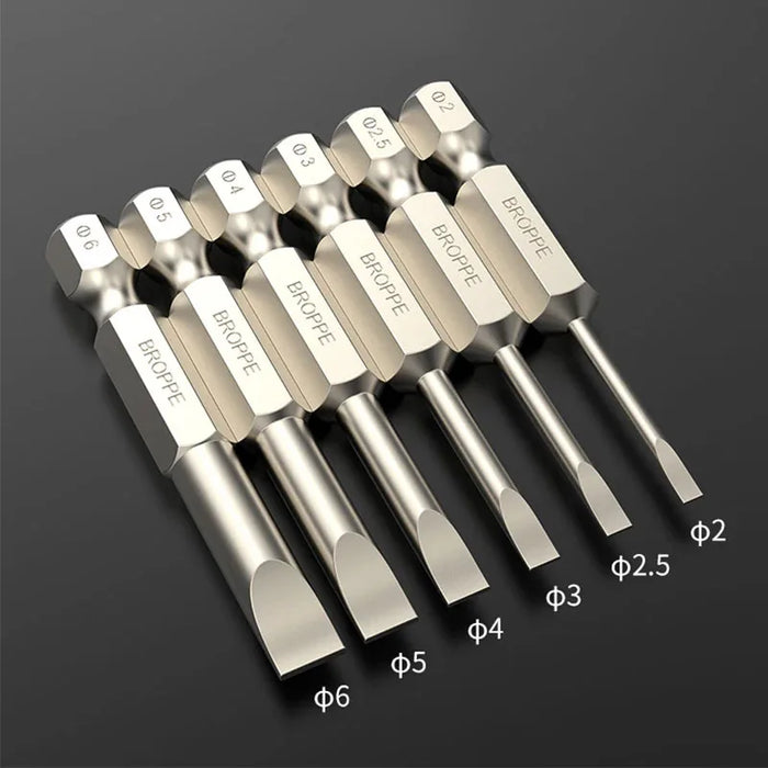 Flat Head Screwdriver Bit Set Magnetic Tip Slotted Screwdriver Electric Driver Tool S2 Steel 1/4 Inch Shank Quick Change