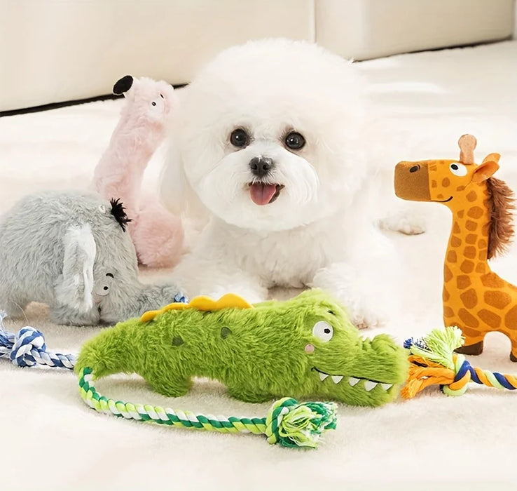 Plush Pet Dog Toy Animal-shaped Dog Squeak Toys Interactive Pet Rope Toy for Small Medium Dogs Dog Accessories